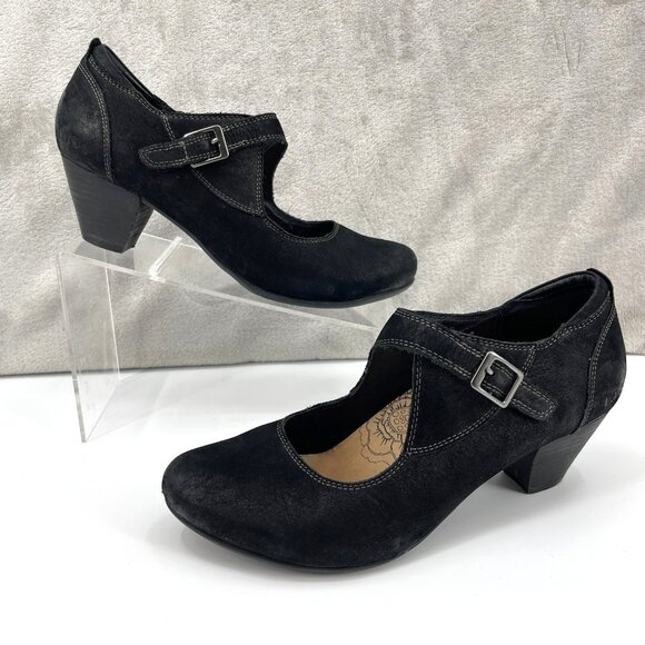 Taos Studio Black Nubuck Leather Mary Jane Comfort Heels - Picture 1 of 13